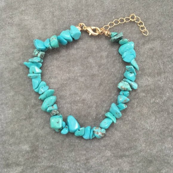 Zara Natural Teal Stone Irregular Bead Bohemia Natural Jewelry Necklace/Bracelet - Picture 5 of 15